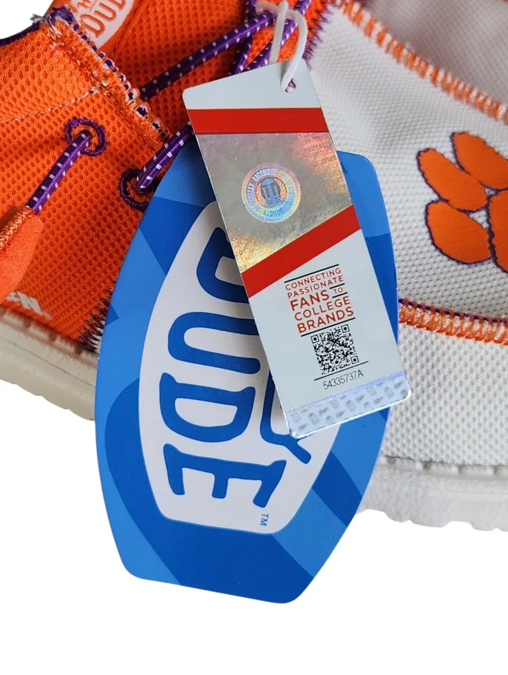 Hey Dude Wally Tri Clemson Mens Size 9 Orange Purple White Walking Slip On Shoes
